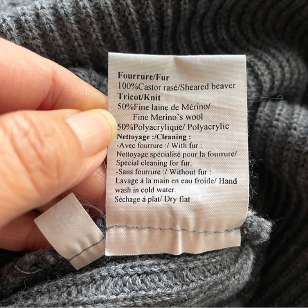 Frett Gray Wool Blend Fur Trimmed Turtleneck Tunic Sweater Mini Dress - S 🇨🇦 - Picture 9 of 13